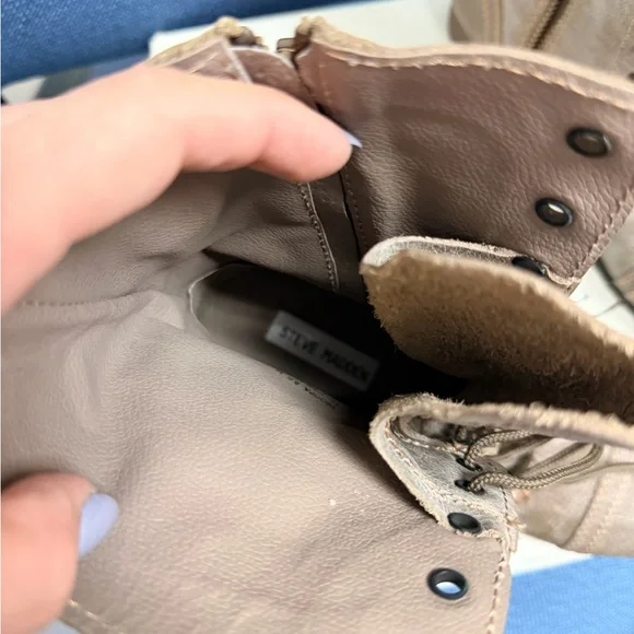 Steve Madden Taupe Lace-Up Combat Boots - Picture 3 of 5